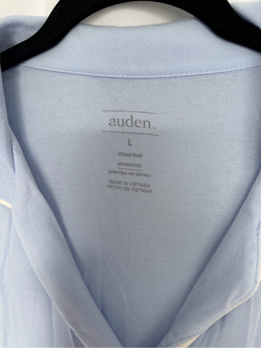 Auden Light Blue Long-Sleeve Button Pajama Set with Contrast Trim - Picture 2 of 4
